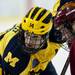 Michigan senior center Kevin Lynch prepares for a face-off in the third period of the game against Ferris State on Friday, Mar. 1. Daniel Brenner I AnnArbor.com